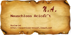 Neuschloss Acicét névjegykártya
